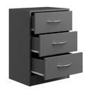 Knightsbridge 3 Drawer Bedsides in Grey Matt/Graphite Matt