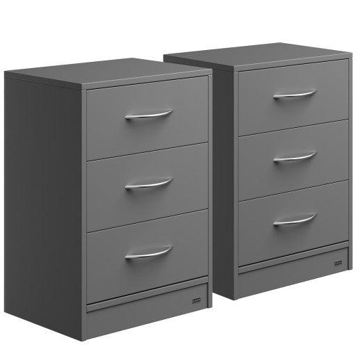 Knightsbridge 3 Drawer Bedsides in Grey Matt/Graphite Matt