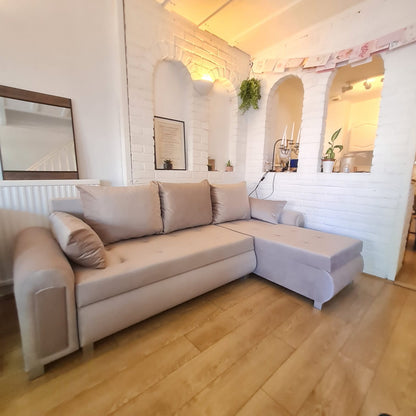 London Corner L Shape Sofa Bed With Storage Space