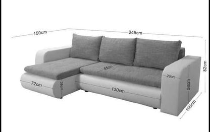 London Corner L Shape Sofa Bed With Storage Space