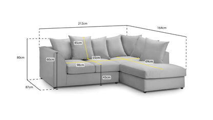 Dylan Luxe Crushed Velvet Sofa – Left and Right Hand, Mink